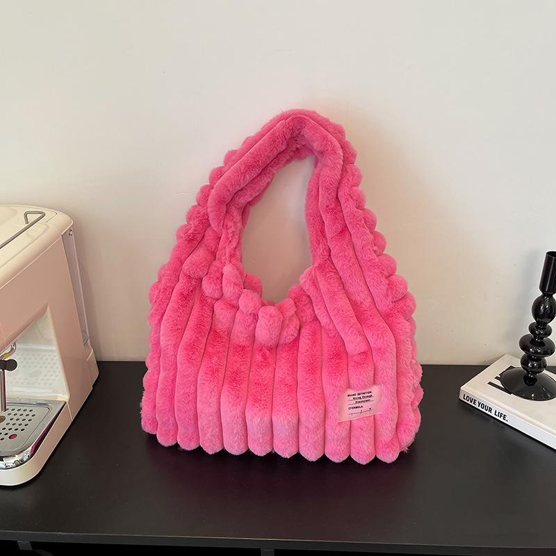 Plush bag women's autumn and winter new casual simple shoulder underarm bag large capacity tote bag