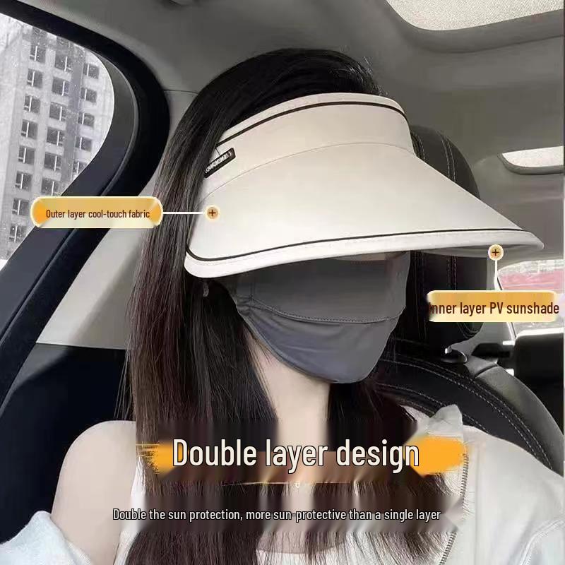 Women's Trendy UV Protection Visor Hat - Large Brim, Face Shield, Sun Hat