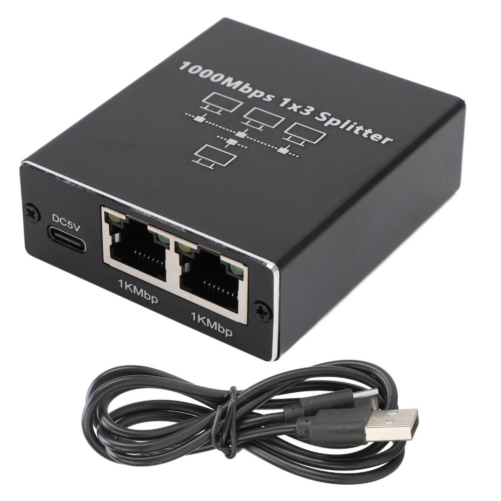 1000Mbps LAN Splitter 1 To 3 Network Switch Plug and Play Gigabit Ethernet Splitter  Home Network