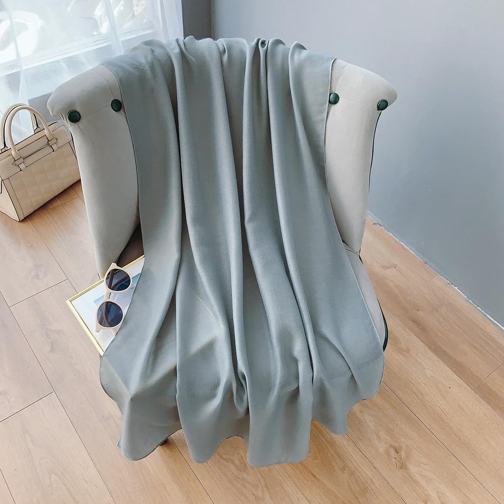 Cotton And Linen Scarf Women'S Literary And Artistic Long Solid Color Shawl Thin Versatile Neck Protection Silk Scarf Air Conditioner Outside The Room