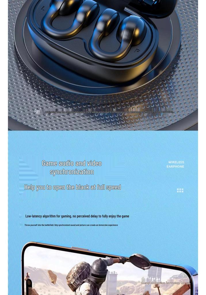 Universal Wireless Bluetooth Bone Conduction Earbuds - Clip-on, Non-In-Ear Design with Extended Battery Life for Sports