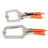 2Pcs Locking C Clamp Pliers Set Heavy Duty Woodworking Face Clamp with Rotating Pads for Welding Poc