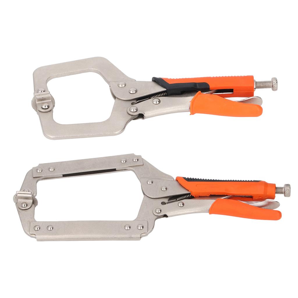 2Pcs Locking C Clamp Pliers Set Heavy Duty Woodworking Face Clamp with Rotating Pads for Welding Poc