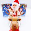 Electric Santa's Reindeer Cart Ornament: Musical Christmas Toy for Kids in Red & White