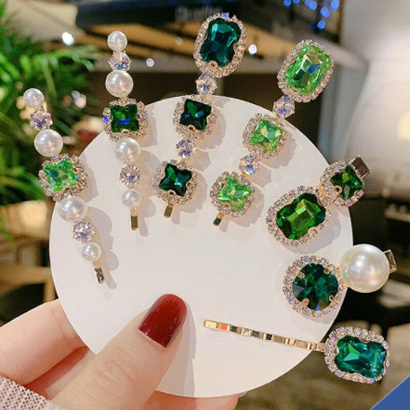 5Pcs/Set Fashion Crystal Hair Clips Hair Accessories for Women Jewelry Luxury Simulation Pearl Barrette Pin Girl Gift Ornaments.