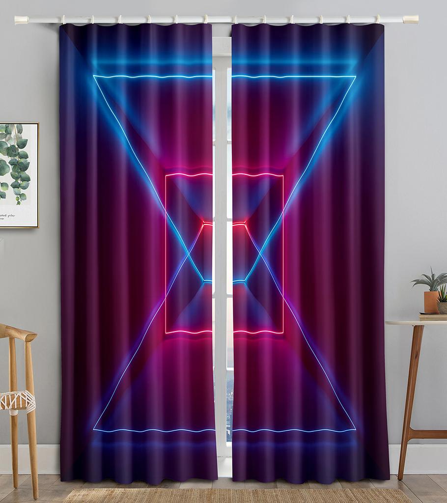Neon Emitted Light Filtering 3D Printing WaveBlackout Window Panel Curtain Living Room Room Bedroom Bathroom Kicthen Door Cupboard Decor Hooks