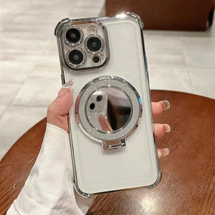 Applicable To iPhone17/16 Mobile Phone Case 15promax Magnetic Suction 16pro Mirror Holder 1413 Anti-drop Protective Case