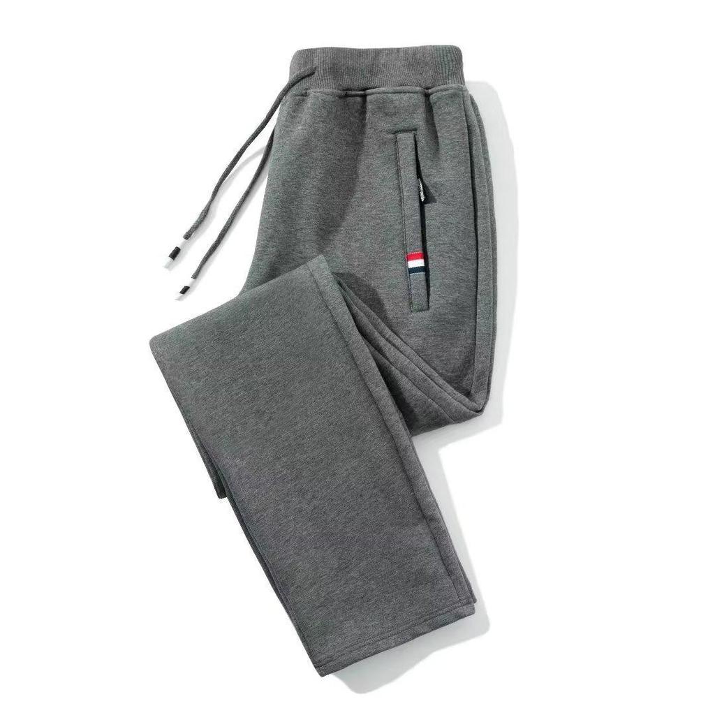 2024 Velvet Thickened Men's Loose Casual Zipper Sweatpants for Autumn and Winter