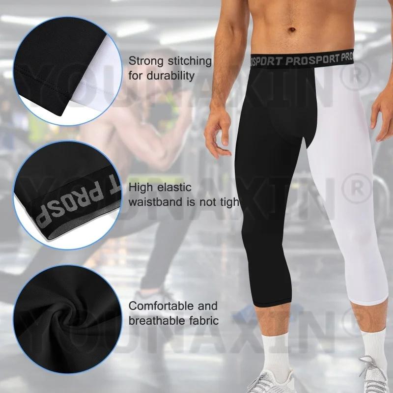 Unisex Gym Black White Patchwork Soccer Fitness Workout Exercise Yoga Running Football Basketball Sports Tight Cropped Pants Leggings