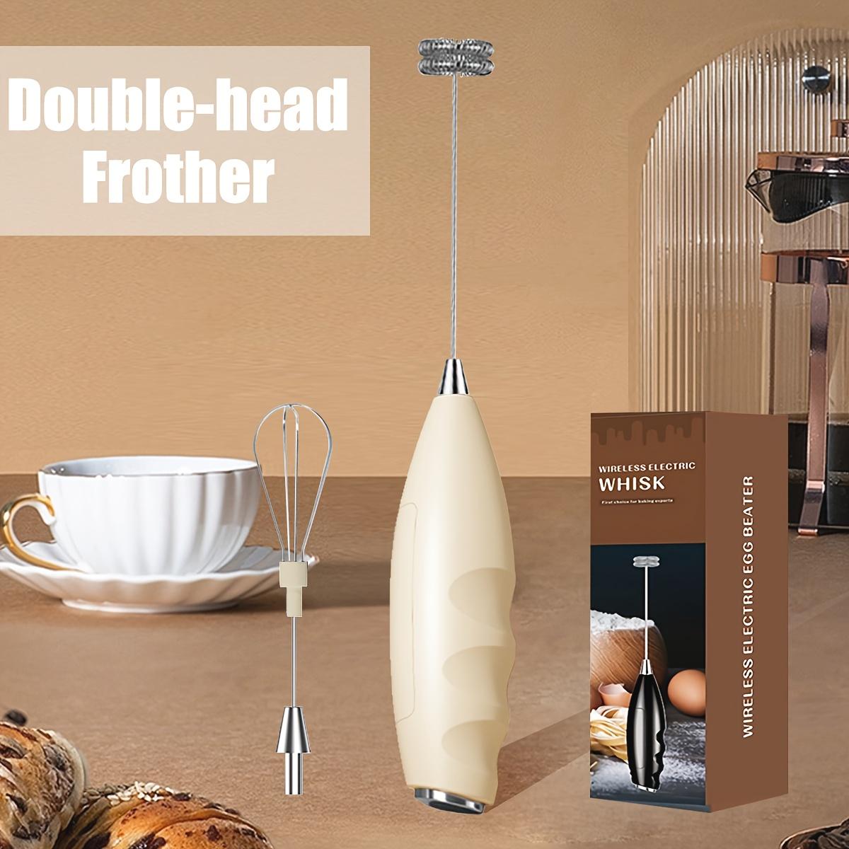 

Многофункциональный беспроводной электрический ручной миксер с турбо-функцией 304 и эргономичной ручкой - Портативный электрический венчик, вспениватель молока 2pcs бежевый