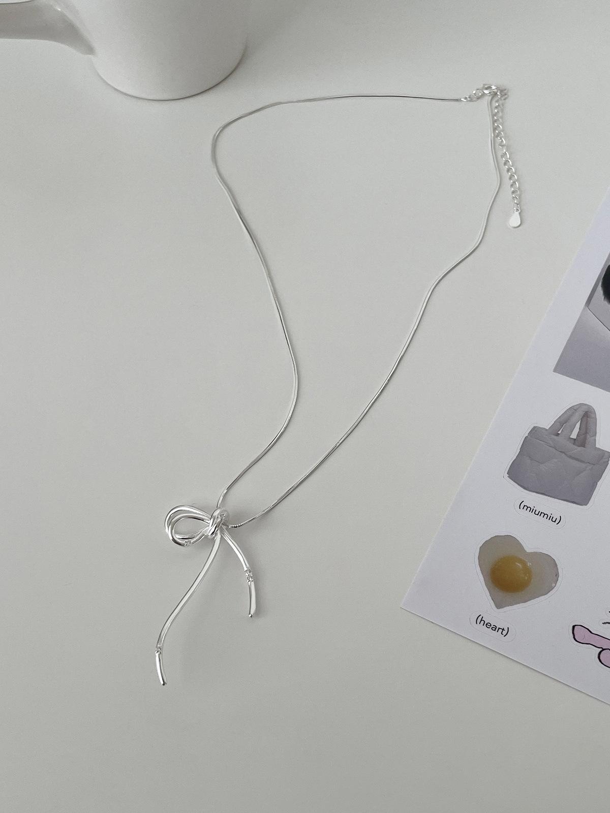 

Ожерелье-бантик из стерлингового серебра 925 пробы, женское, сладкая, нишевая, высококачественная, подвеска в виде веревки, цепочка на ключицу, зимние новые ювелирные изделия 925 silver