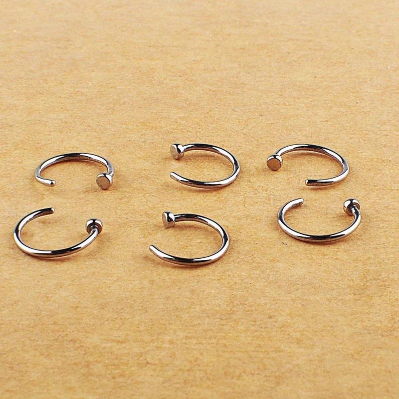 ASTM F136 Titanium D Shaped Nose Piercing Implant Grade Titanium Gothic Pierced Nose Ring 18G 20G Classic Piercing Body Jewelry