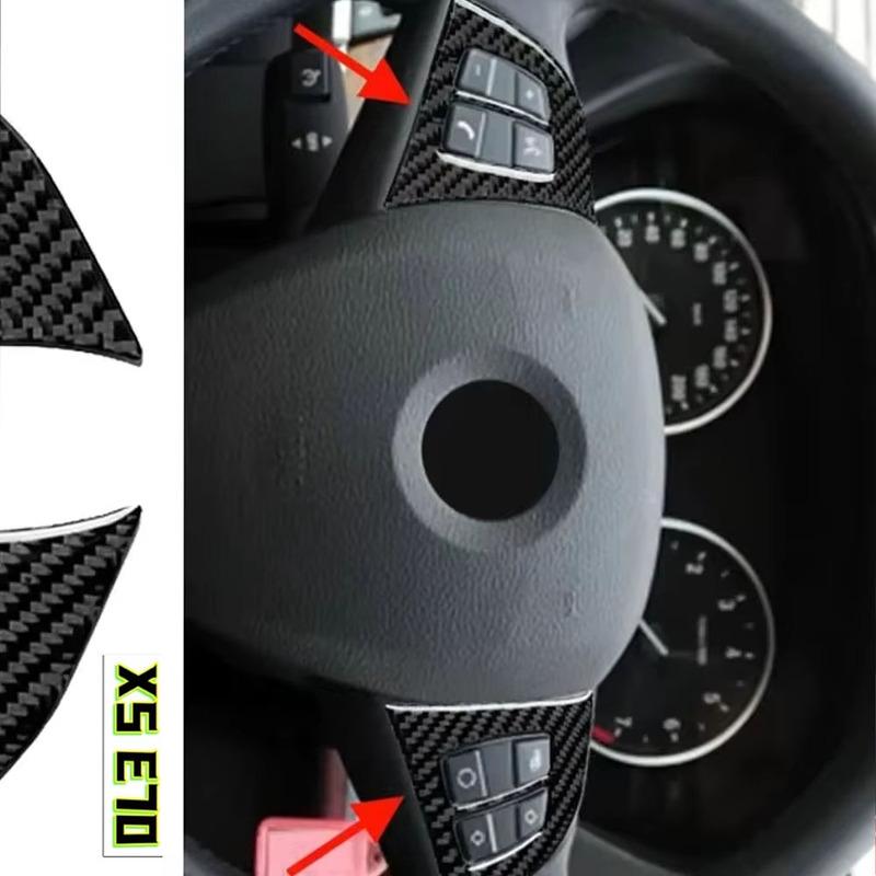 New Car Interior Accessories Carbon Fiber Steering Wheel Button Frame Trim For BMW X5 E70 2010 2011 2012 2013 Car Accessories