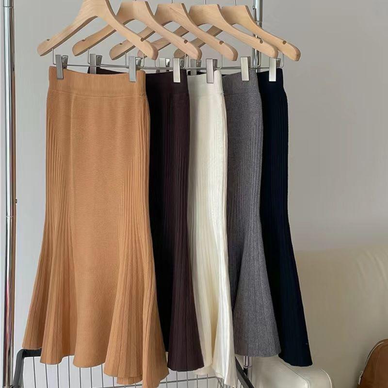 Pletená sukně s vysokým pasem Slim-Fit A Line Fishtail sukně