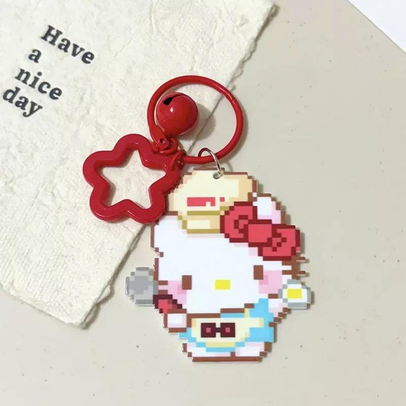 

Каваий Sanrio Hello Kitty Пиксельный акриловый кулон Брелок Милый мультяшный эскиз Брелок Студенческая сумка Подвесное украшение Подарок
