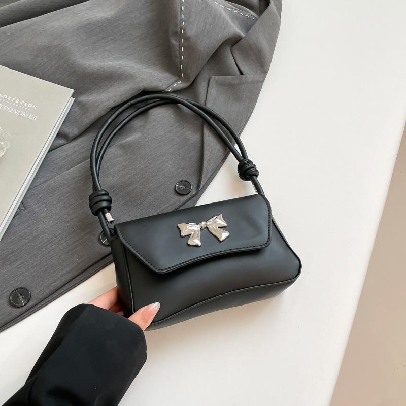 2025 Solid Color Summer New Simple Fashion Bow Casual Commuter Underarm Shoulder Messenger Bag Bag Women