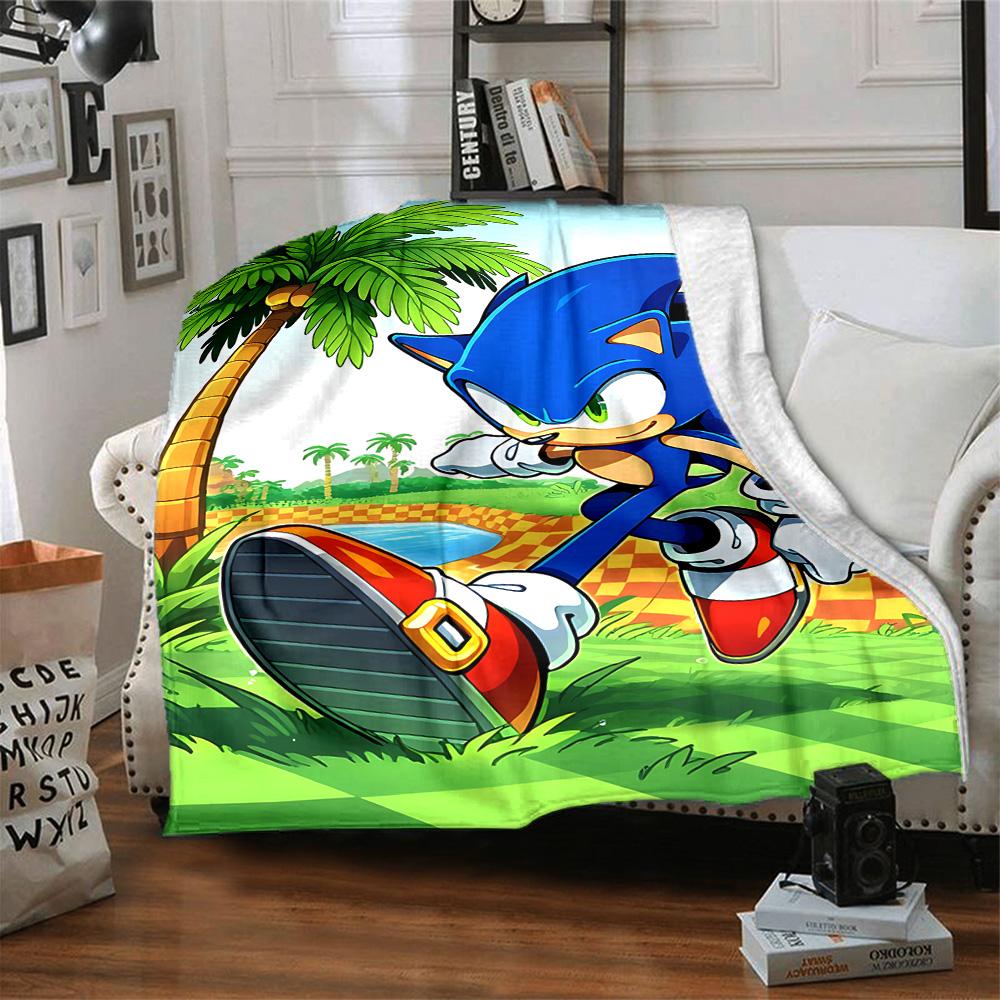 1pc Shadow Hedgehog Artwork Flannel Blanket for Super Soft Cute Comfort Blanket for Travel Bedding Couch Sofa Blanket Y73031