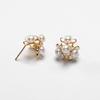 Elegant Enamel Flower Stud Earrings with Freshwater Pearls for Women