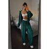 Women's Loose Fit Velvet Tracksuit Zip Up Long Sleeve Jacket Drawstring Pants Casual Two Piece Outfit Set