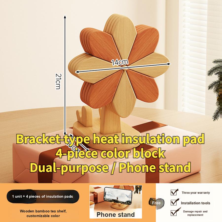 Luxury Wind Chime Heat-Resistant Pad Table Decor Creative Home Goods Solid Wood Foldable Placemats
