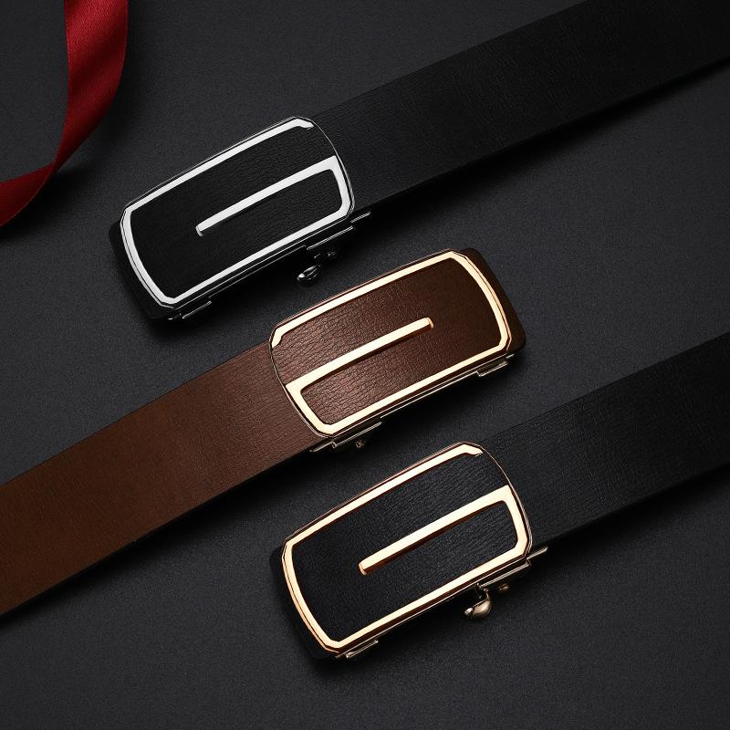 Genuine Leather Toothless Automatic Buckle Leather Belt for Men and Young Men Simple and Versatile Business Casual Trousers