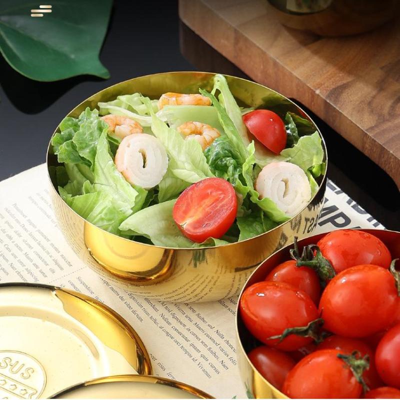 Stainless Steel Bowl Korean Big Cooked Rice Bowl With Cover Single Layer Steamed Rice Bowl Child Anti-Scalding/Fall Tableware