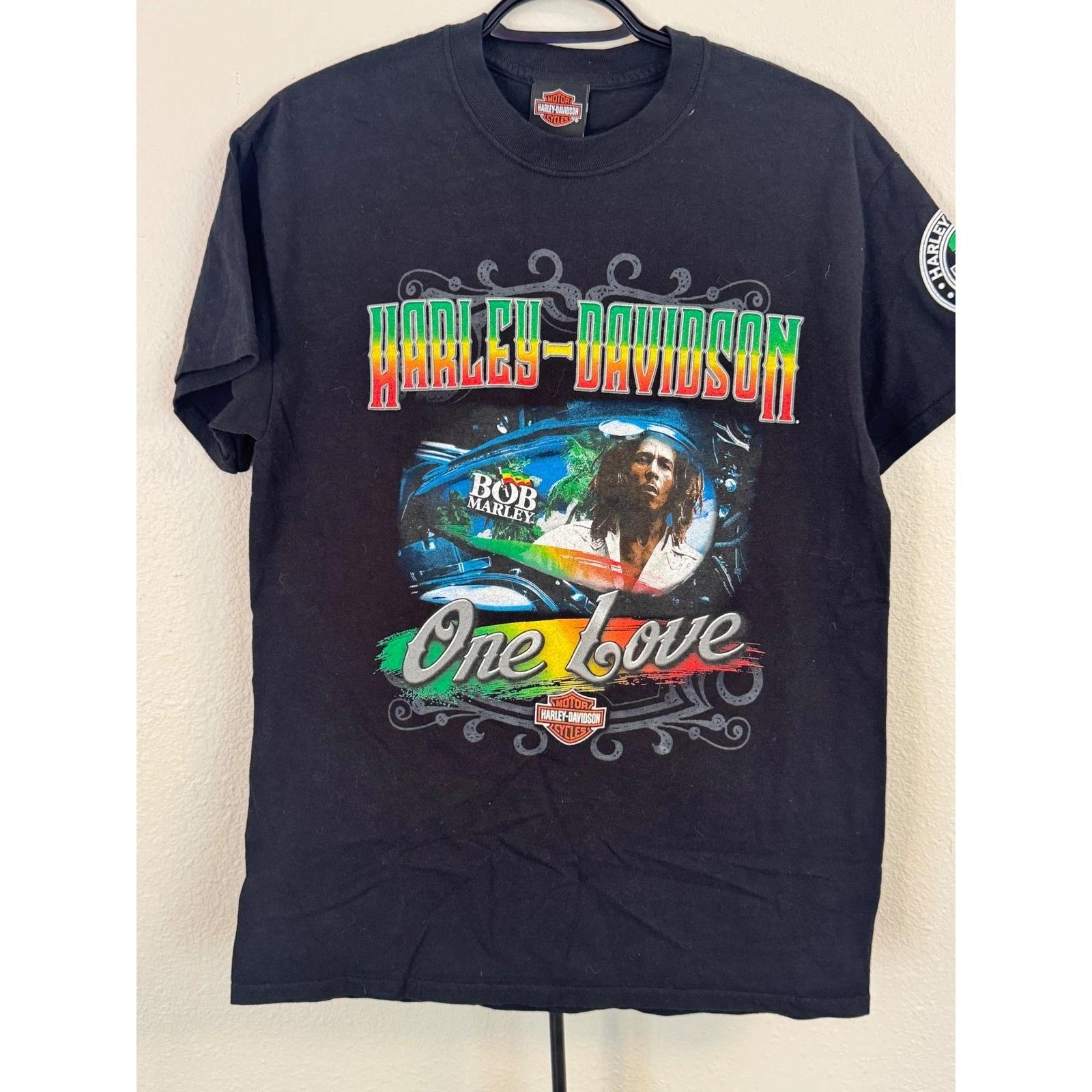 Harley-Davidson Bob Marley One Love Jamaica T-Shirt Mens Medium Black Reggae Tee S