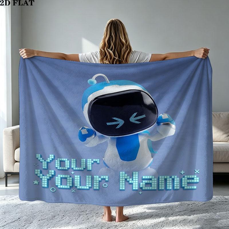 1PC ASTRO BOT Custom Name Patterned Flannel Blanket Suitable For All Seasons for Home Decor Warmth and Comfort Gifts Holiday Present
