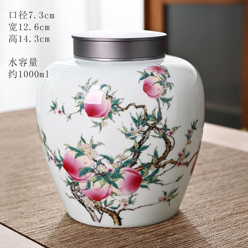 Tin Lid Ceramic Tea Canister Sealed Moisture-proof Candy Storage Jar Home Desktop Decoration Jar Crafts Interior Aesthetic Decor