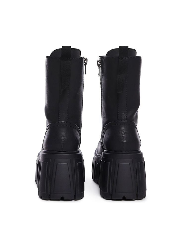 Fashion Super High Heel Platform Middle Tube Female Autumn and Winter Elevator Ankle Tide Music Chunky Heel Comic Show Boots