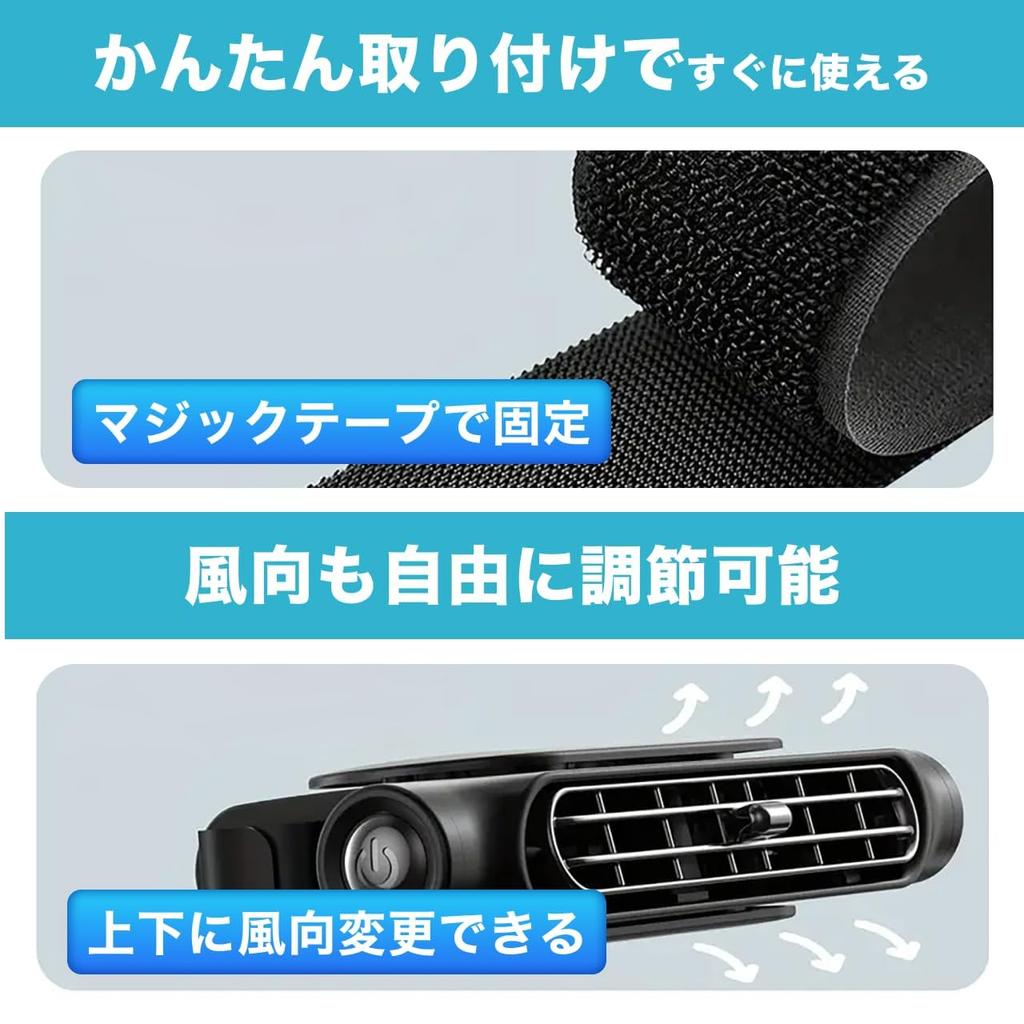 CARZEL Ventilátor do auta, Chladič krku, Ventilátor na opěrku hlavy, Ventilátor do auta, Široký cirkulátor, Napájení přes USB, Úžeh