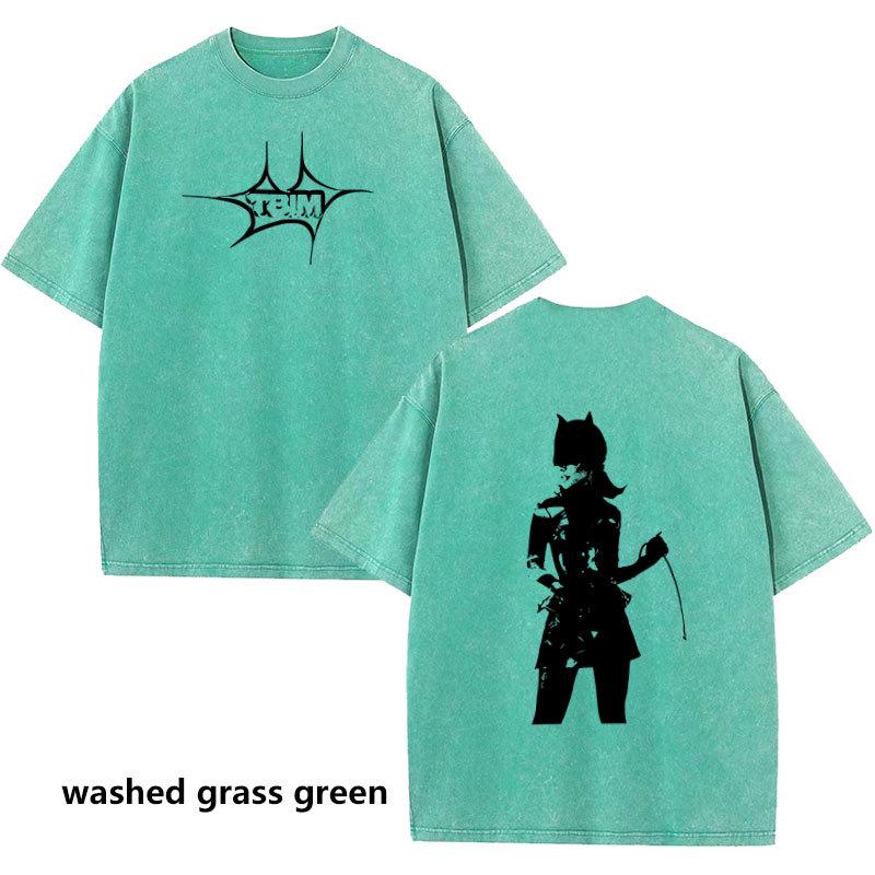 

TBIN Аниме Принт Свободная Футболка с Коротким Рукавом и Круглым Вырезом XL