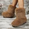 Fashion Winter Women Fluffy Faux Fox Fur Boots Woman Plush Warm Snow Boots Luxury Footwear Girls Furry Fur Bottes Fashion Winter Shoe