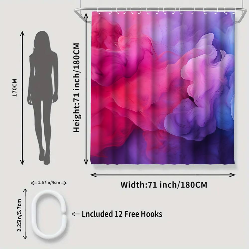 1/4 Pink Geometry Circle shower Curtains, Toilet Seat Decoration, Shower Curtain with Carpet and Toilet Lid, 12 70.8x70.8 inch H