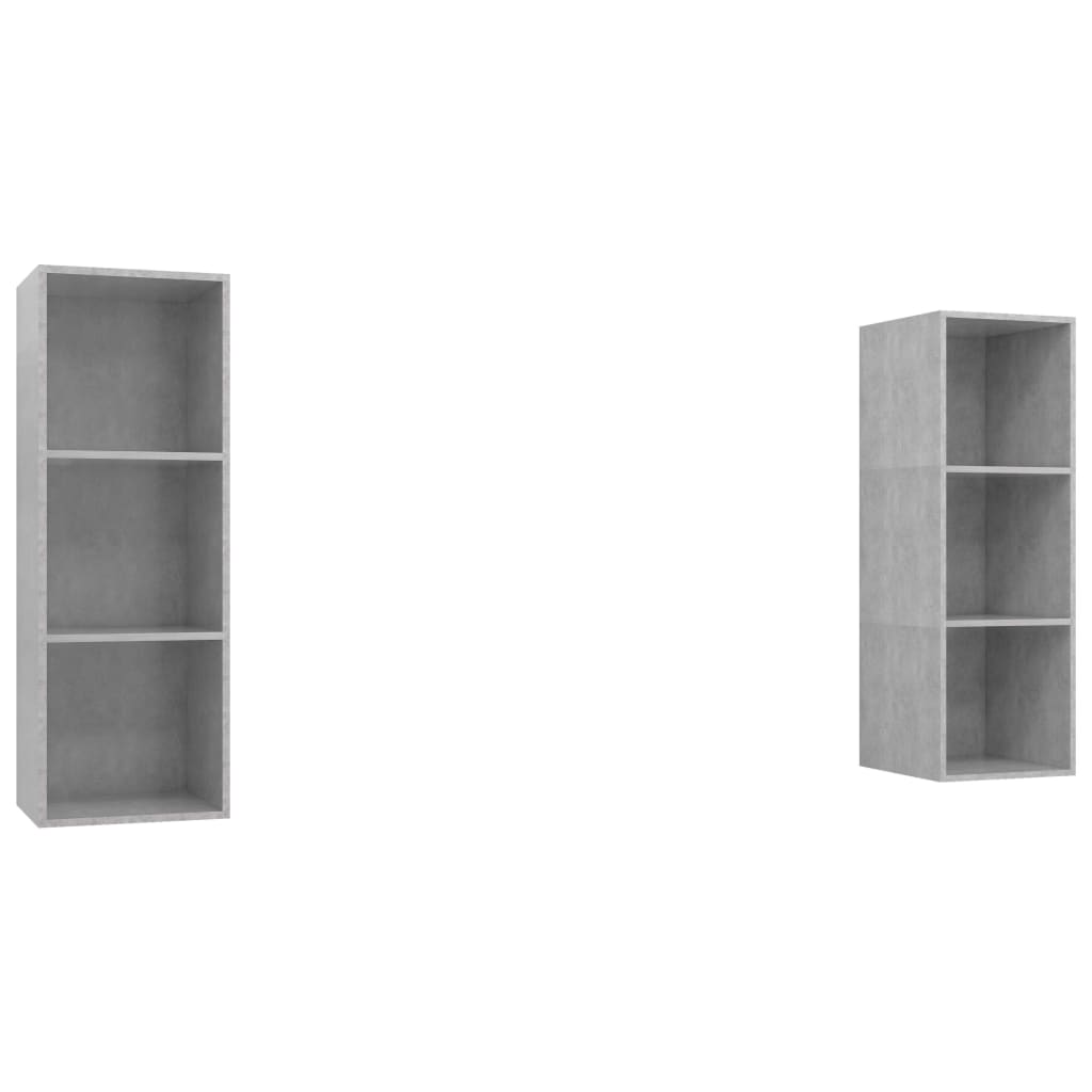 TV Wall Cabinets Set of 2 Concrete Grey Particleboard