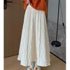Original Autumn/Winter Folded Half Skirt 2025 Korean Edition High Waist Big Swing Skirt Warm Thick Knitted Wool Skirt Long Skirt