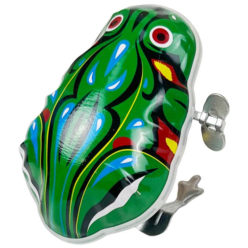 Vintage Wind-up Jumping Frog Toy - Nostalgic 80s Childhood Plaything
