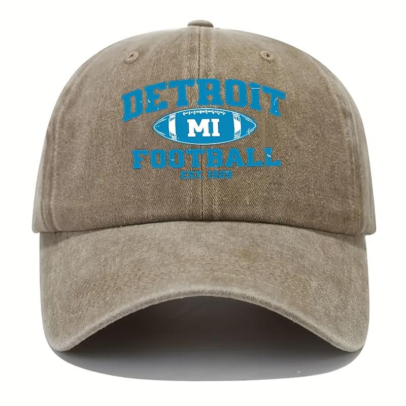 Womens Detroit MI Football Vintage Baseball Cap 100 Polyester Hand Washable Retro Sporty Design with EST