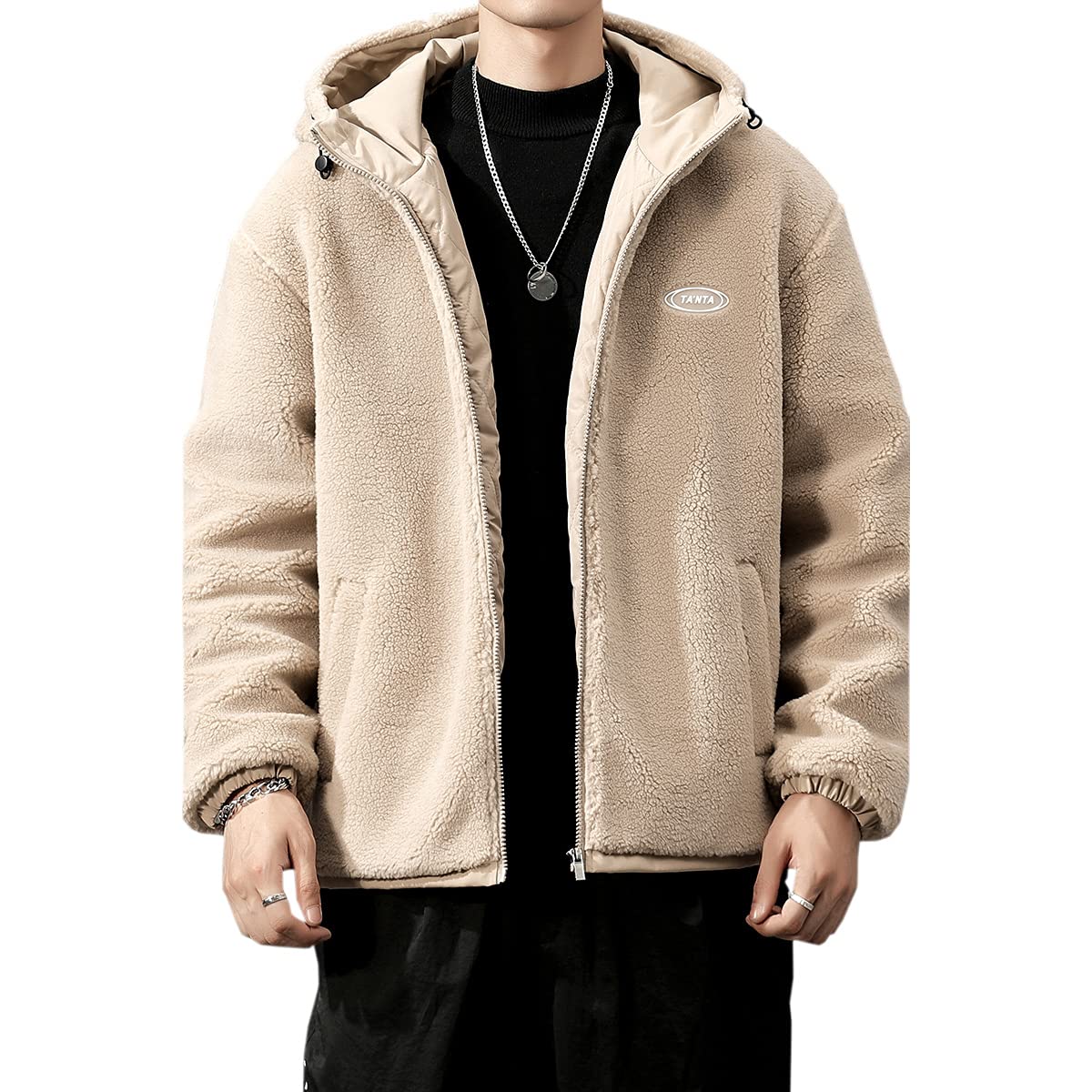 

Boa Fleece Fluffy Boa Winter Cold Boa Thick Large Sizes [NOMSOCR] Jacket, Men s Jacket, Jumper, Coat, Hooded, Outerwear, Clothes, Protection, Warm, бежевий