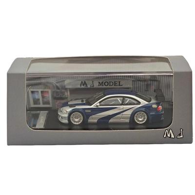 MJ/ARbox 1:64 M3 GTR E46 Sammler-Druckguss-Ausstellungsmodellauto (Kein Spielzeug, 14+), Blau Metallic, Ideal für Sammler & zum Verschenken