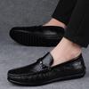 Men's Casual Cowhide Leather Loafers: Slip-On, Flat-Soled, Big Size, Spring Shoes