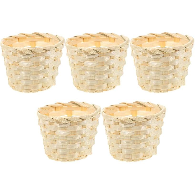 5Pcs Miniature Basket Empty Baskets to Fill Mini Wicker Baskets Tiny Woven Basket for Crafts Mini Picnic Baskets 7.5X6CM