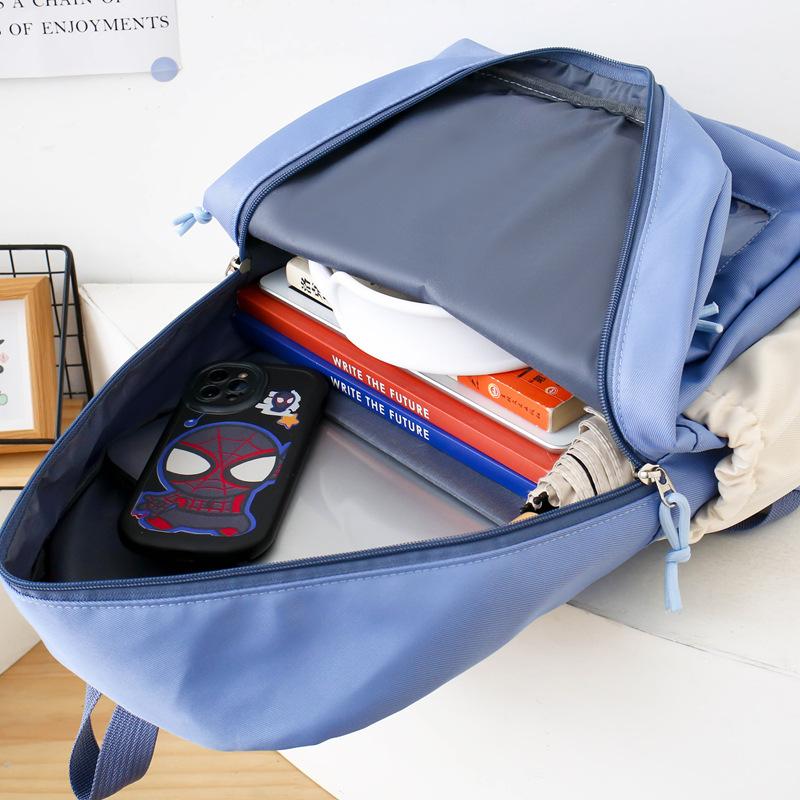 Cute Backpack Simple and Versatile High Value Junior High School Student Schoolbag Cute Large Capacity Contrasting Schoolbag Travel Backpack