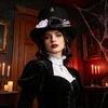 Cosplay Foto Requisite Erwachsene Filz Zylinder für Herren Damen, Steampunk Halloween mit Skelett Gotischem Totenkopf Hand und Rose, Schwarzes Kostüm Cosplay,