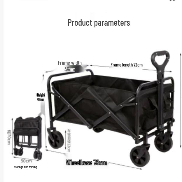 Foldable Outdoor Camping Cart: Large, Portable, Multi-Purpose Trailer for Camping, Picnics, and More.