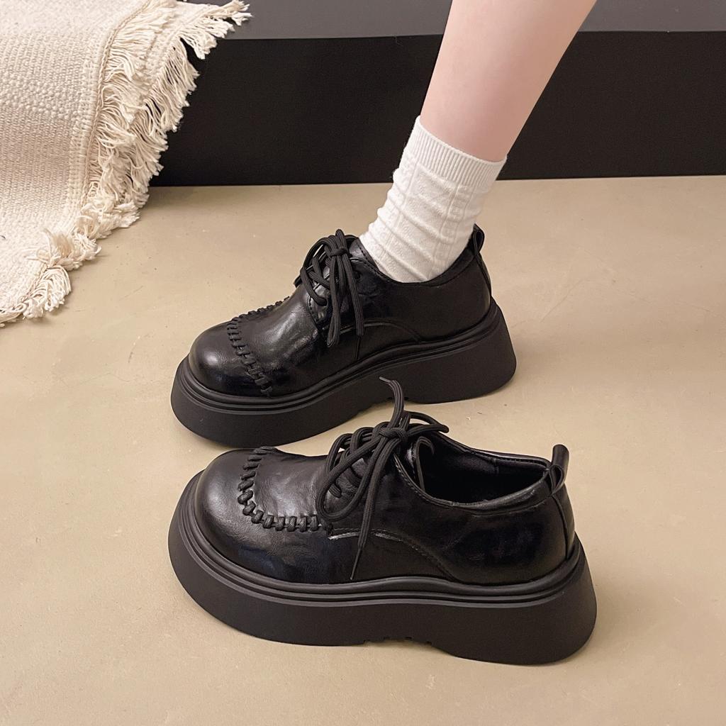 British Style Thick-soled Heightening Small Leather Shoes for Women 2025 This Year's New Soft-soled Comfortable and Lightweight College Style Lo