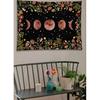 Rexful Moonlit Garden Tapestry, Moon Phase Surrounded by Plants and Flowers Black Wall Hanging Blanket 36×48 inch