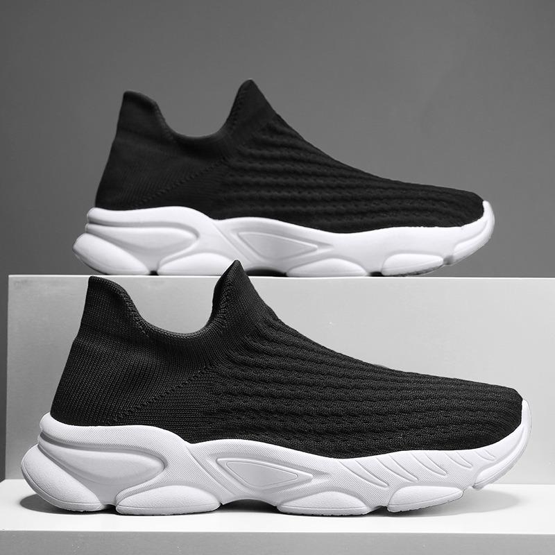 Men's Shoes Summer New Fly-woven Mesh Breathable Thin One-pedal Socks Shoes Running Casual