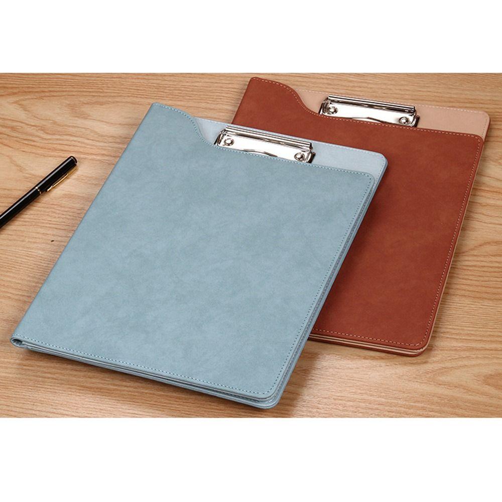 With Pen Holder PU Leather Writing Clip Metal Board Clip Document Organizer  Office