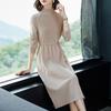 Casual Sweater Dress for Women Mid-length Turtleneck Knitted Sweater Large-sized Solid Color Pullover Long-sleeved Knitted Dress